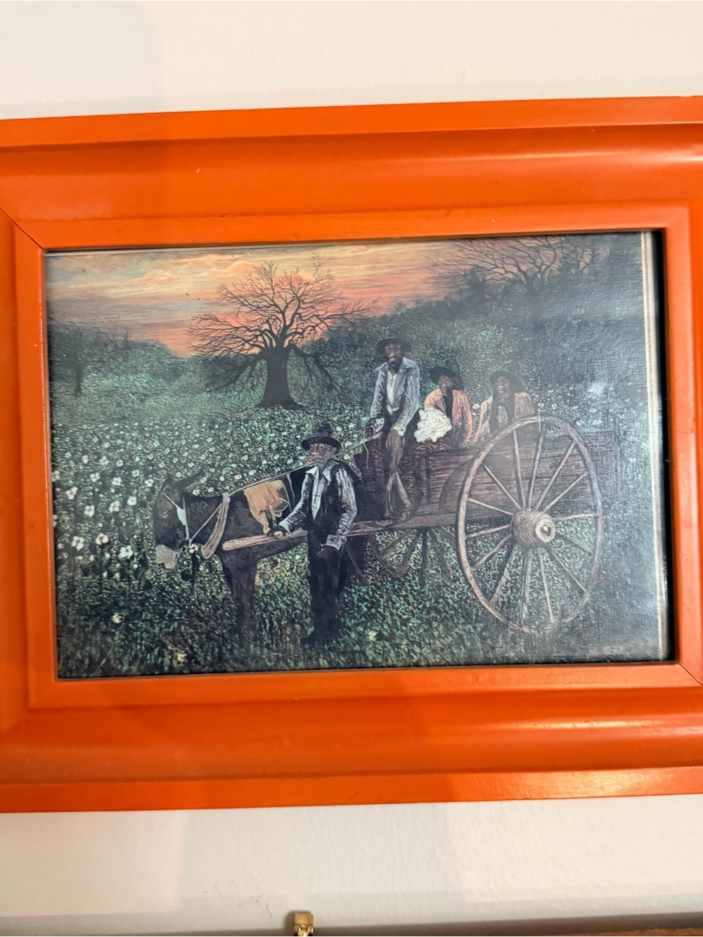 Vintage Framed 4 Black Farm Workers,  Donkey & Wagon 1977 Marcel Stockmans